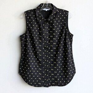 Cleo polka dot cotton blend sleeveless collared blouse